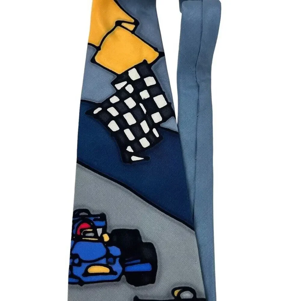 Robert Daskal Hand Painted Hand Sewn Signed Neck Tie Car Racing 100% Silk